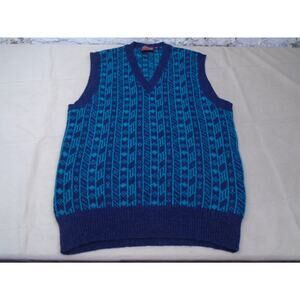 Vintage 90s Chaps Ralph Lauren Shetland Wool Sweater Vest Zig Zag Knit Classic M
